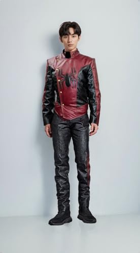 Spideey Men Maroon Faux leather Jacket Super hero Movie Design3