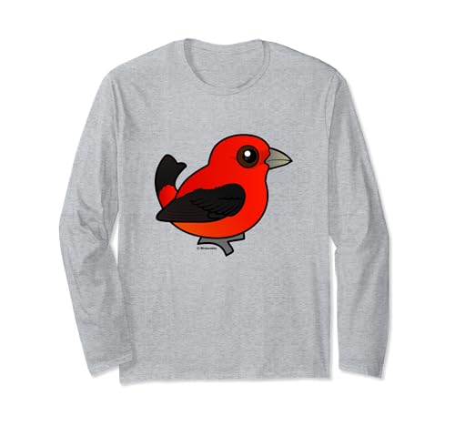 Cute Cartoon Scarlet Tanager Birdorable Bird Species Long Sleeve T-Shirt