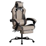 WOTSTA Gaming Chair with Footrest,High Back Gamer Chair with Massage Reclining Computer Chair Big and Tall Ergonomic Gaming Chair for Adults (Beige)