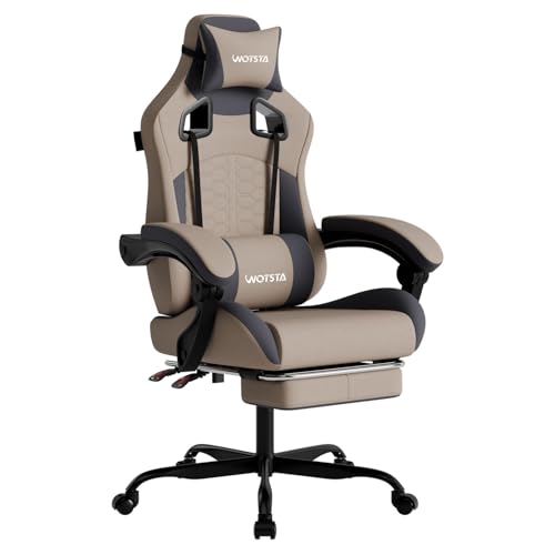 WOTSTA Gaming Chair with Massage,Ergonomic PC Gaming Chair with Footrest Comfortable Headrest and...