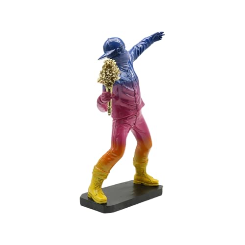 Escultura Banksy Flower Thrower Resina 15.75 pulgadas miniatura 6