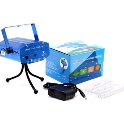 Mini Projetor Led Canhão Laser Com Efeitos Festas Coloridos Balada Tripé Azul Holográfico Colorido A