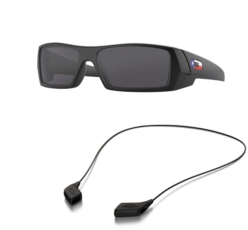Oakley OO9014 Sunglasses Bundle: OO 9014 GASCAN 901440 Matte Black and Large Black leash Accessory kit2