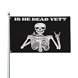 Drapeau « Est il mort » 3 x 5 Squelette contre les tarifs douaniers Bannière Drapeaux Résistant aux UV et à la décoloration pour décoration intérieure et extérieure