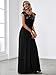 Ever-Pretty Women's Cap Sleeve Ruched Lace A Line Round Neck Chiffon Formal Dresses Evening Gowns Black US08