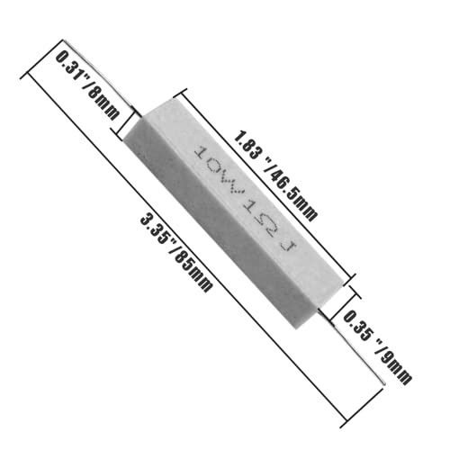 Murtenze 10Pcs 10W 1 Ohm Ceramic Cement Power Resistor, Axial Lead Wire Resistor Flame Heat Moisture Resistance Precharge,Wire Wound Resistors White #TOP2