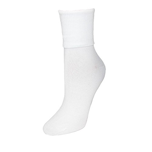 Jefferies Socks Women's Organic Cotton Turn Cuff Sock (Pack of 3), White, One Size