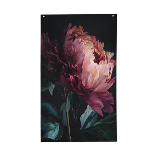 Pink And Burgundy Peony Yard House Flags,3x5 Ft Season Greeting Banner With Grommets Indoor Outdoor Party Home Decorations