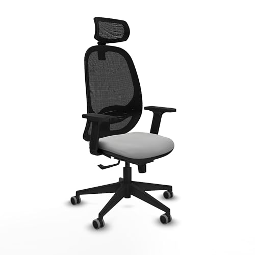 Piqueras y Crespo   Silla de Oficina Calidad Precio Cilanco con Brazos 2D, Apoyo Lumbar Regulable en Altura y Cabecero Regulable en Altura E Inclinación. Negro/Gris Claro