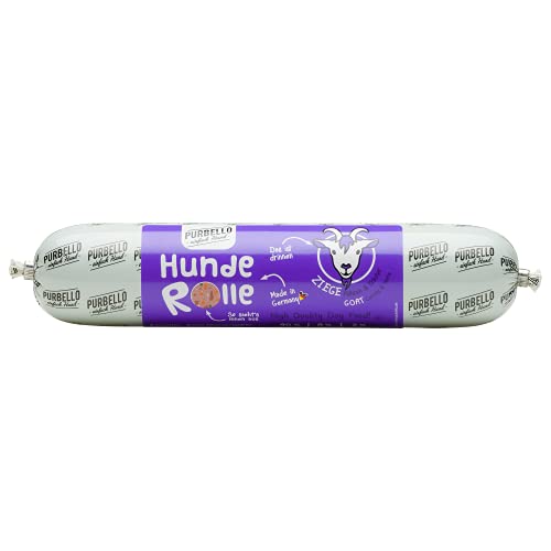 PURBELLO Hunde-Rolle Ziege mit Karotte & Kräutern - Monoprotein Hundefutter mit hohem Fleischanteil - Nassfutter für Hunde - Hundewurst schnittfest & getreidefrei - 8 x 400 g