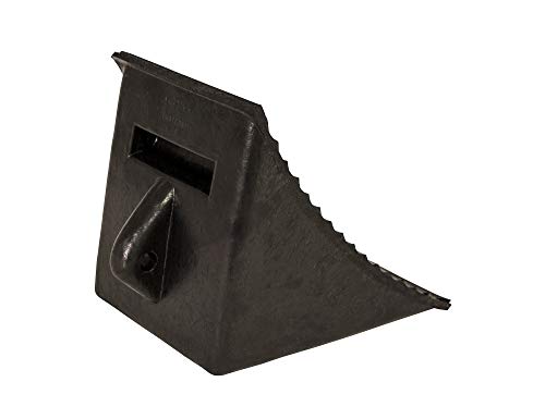 Image of Buyers Products WC2556A Heavy Duty Rubber Wheel Chock, 7x10.25x8.13 Inch, Molded Hand Hold, Oil Resistant Tire Chocks, OSHA Compliant, Ideal for Vehicle Storage, Trailers, Shipping Docks