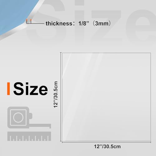 Image of KINLINK 12x12 Plexiglass Sheets 1 /8 inch Thick, 3mm Clear PET Plastic Sheet for DIY Project, Craft, Table top, Picture Frame, Acrylic Sign and Wedding Invitation 5 Pack