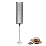 Milchaufschäumer Stab/Milchschäumer Elektrisch tragbarer mit Hoher Leistung 14000U/min/Mini-Getränkemixer Kaffeebesen batteriebetriebener für Latte, Matcha-Tee, Cappuccino, Silber