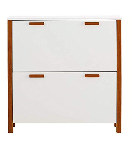 Image of APRODZ Mango Wood Fraze Shoe Cabinet for Home | Shoe Rack Organiser | White Finish