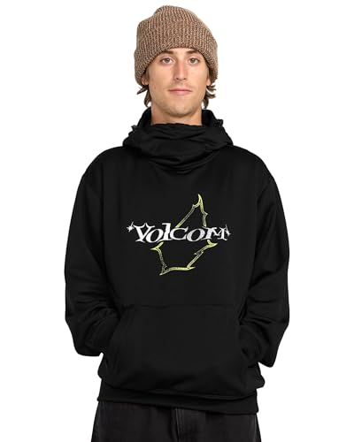 Volcom Herren Hydro Fleece Riding Hoodie - Wasserabweisendes Sweatshirt mit Sturmkapuze & Daumenlöchern, Schwarz, Large