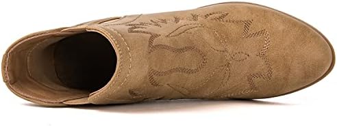 GLOBALWIN Women's Pull On Ankle Boots The Western Cowboy Cowgirl Boots, 21yy01 Khaki, 8.5 - 5