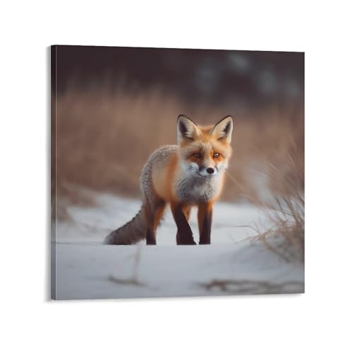 Toile murale abstraite renard 50x50 cm pour habiller un mur vide