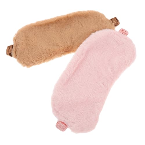 VICASKY 2 piezas Kawaii mascarilla de dibujos animados antifaz para dormir para dormir para dormir de felpa máscara de dormir máscara de dormir dulce protección ocular tela