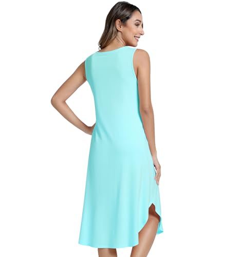 Image of NACHILA Women's Nightgowns-Viscose Made from Bamboo,Sleeveless Tank Night Gown Crew Neck Sleep Dress Cool Sleepshirts