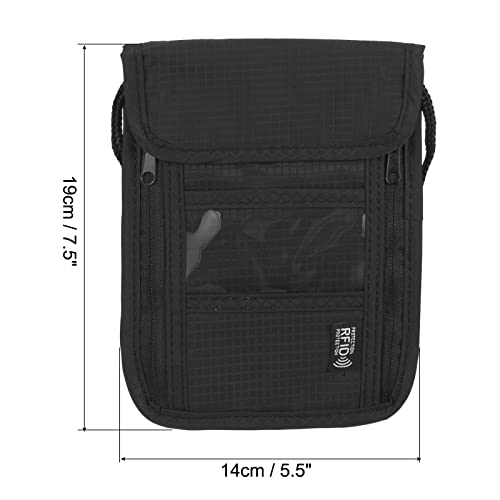 Image of PATIKIL Neck Wallet, 2 Pack Passport Holder RFID Waterproof Travel Wallet Neck Pouch with Adjustable Strap for Women & Men, Black
