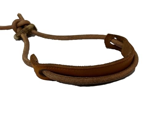 Flüsterleine Jagdleine 6mm x 350cm aus Rundleder, mit Hornteilen und Kehlkopfschutz