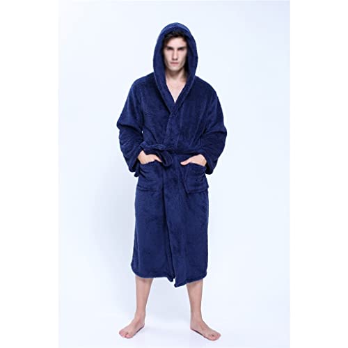 Hooded bathrobe men's robe winter warm long-sleeved plush men's dressing gown robe3