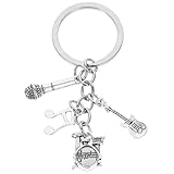 minkissy Llavero Colgante Musical Nota Adorno Pequeño para Bolso y Monedero Accesorio Ligero de Micrófono y Batería Diseño Compacto para Uso Diario y Obsequio