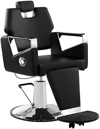 Physa Turin Black Sillón de Barbero Moderno Regulable Altura Negro