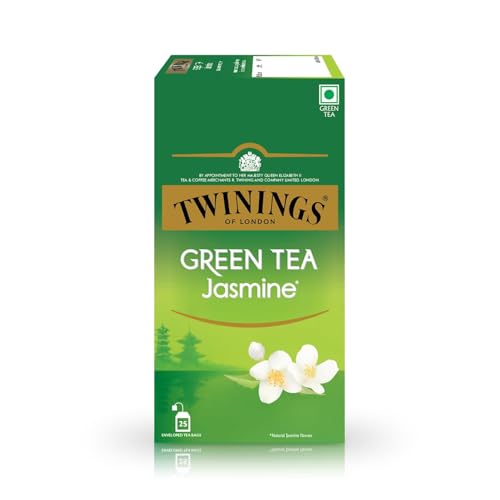 Image of Twinings Green Tea Jasmine, 25 Tea Bags| Pack of 1| Perfectly Balanced & Refreshing Taste| Light, Flowery Aroma| Low Calorie| Handpicked Green Tea Leaves| Enjoy a Hot Cup of Tea