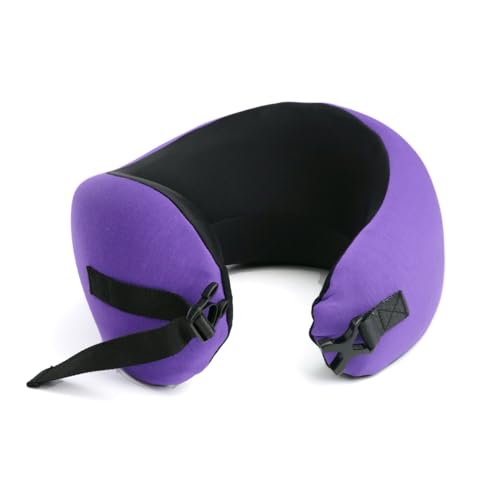 Image of C CUSHION LAB Travel Pillow, Award-Winning Patented Ergonomic Design for Chin & Neck Support Memory Foam Neck Pillow, Compact Airplane Pillow for Traveling, Flight, Car (Royal Purple, Medium)