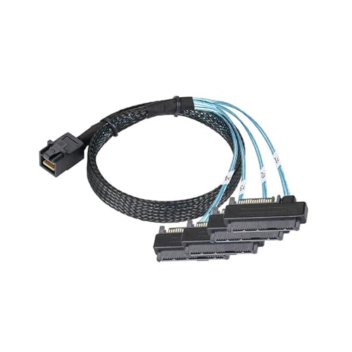 Cable S/A/S HD SFF8643 a 4 S/A/S 29 Pin SFF8482 con conector de alimentación SATA 15 Pin 1m