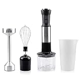 Stabmixer-Set mit 4 Zubehörteilen,21-Gang-Elektrostabmixer,Edelstahl-Pürierstab,Chopper,Becher,Schneebesen,für Babynahrung