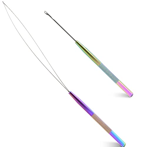 NEWISHTOOL Stainless Steel Hair Extension Tool Kit, Loop Needle Pulling Hook and Threader Wire Beads Device Tool, Micro Links Kit for Silicone Beads, Feathers Extension Styling