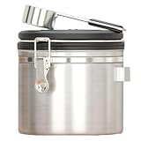 Caja de café hermética,cajas de café con tapas herméticas - Contenedor de café hermético con válvula de escape con cuchara | Contenedor de café molido, olla de café de acero inoxidable de 304 '