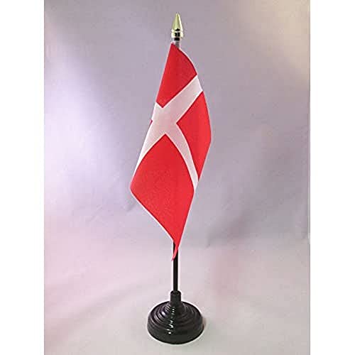 AZ FLAG - Tischflagge Dänemark - 15x10 cm Goldene Splitze - Dänische Tischfahne 10 x 15 Cm - Flaggen