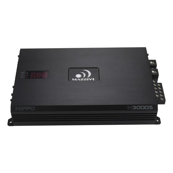 Image of Massive Audio H3000.5 | 5-Channel - 300W RMS x4 @2 Ohm + 1500W RMS Sub @1 Ohm, Class D Full-Range Car Amp, Dual Power Inputs & 3-Way Protection - Hippo Series Amplifier
