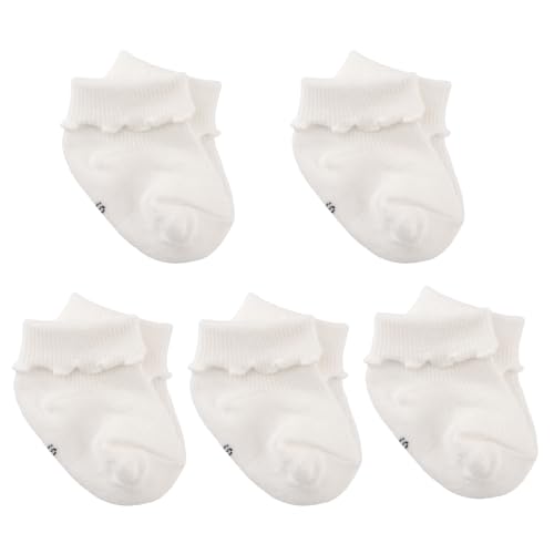 Meeshine Infant Baby Girls Boys Ruffle Socks Kids Frilly Turn Cuff Cotton Mesh Dress Ankle Socks for Toddler 0-5T2