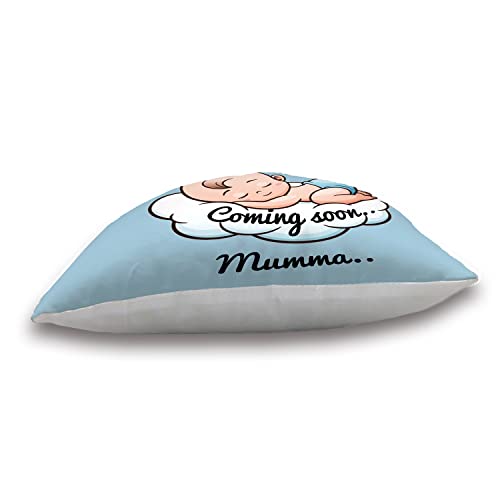 Comming Soon Mumma Pregnancy Gift for Pregnant Woman Wife Women Sister Gift for Pregnant Women Baby Shower Mom to Be Gifts Printed Cushion Cover with Filler Gift Pack