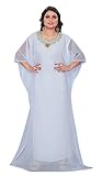 KoC Women's Kaftan Maxi Dress Farasha Caftan KFTN139-White