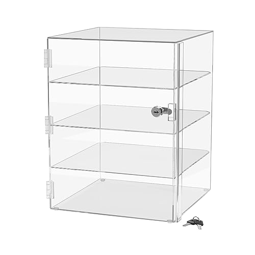 Acrylic Locking Vertical Cabinet with Keys 12" x 12" x 16" Clear Countertop Hinged Swing Door Locker for Retail Products and Convenience Stores Merchandise by Marketing Holders