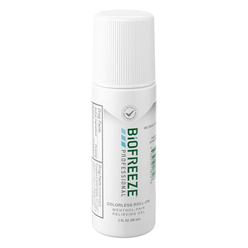 Biofreeze Pain Relief Roll-On, 3 oz. Colorless Roll-On, Fast Acting, Long Lasting, & Powerful Topical Pain Reliever, Pack of 4