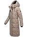 MARIKOO Damen Langer Wintermantel warmer Steppmantel mit abnehmbarer Kapuze und magnetischen Details Chumanii XVI Taupe Grey Gr. S