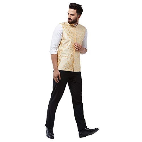 Image of SOJANYA (Since 1958 Men's Jacquard Silk Designer Waist Coat