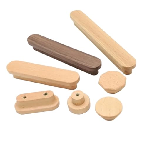 Boutons en bois tiroir poignées armoire noir or lot de 6 - 7