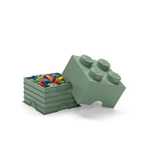 Room Copenhagen 40031747 Lego Brick 4 Knobs, Stackable Storage Box, 5.7 l, Sand Green
