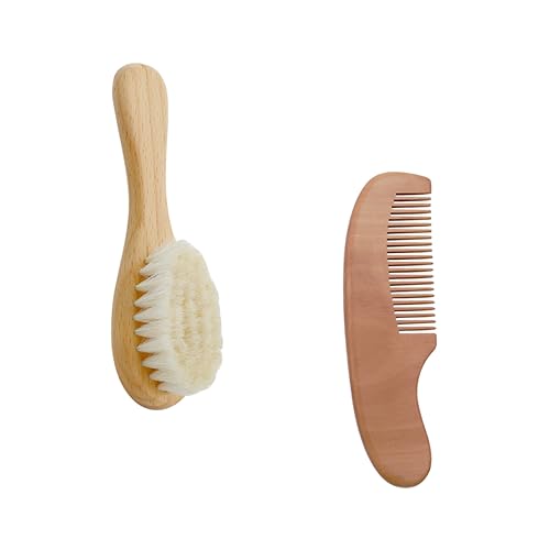 MERRYHAPY 3 Sets Shampoo Boys and Girls Baby Brush Set Baby Bath Brush Wooden Handle Wool Bristles