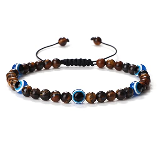 Bracelet de vœux fait main en œil de tigre et malachite à offrir pour un anniversaire