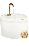 Fontaine à Eau Chat en céramique, capacité 2,1 L avec Bec en cuivre, Fontaine à Eau pour Chat silencieuse et hygiénique, Design élégant et Facile à Nettoyer, Blanc