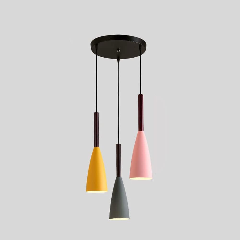 Suspension industrielle pour îlot de cuisine en métal noir à 3 lampes
