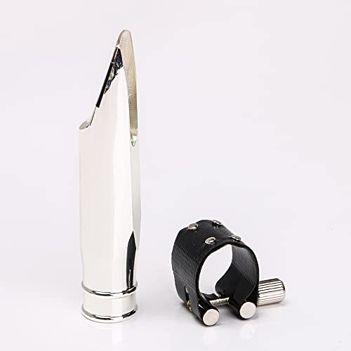Yibuy 9# Silver Jazz Tenor Saxophone Mouthpiece Set For Beginners Saxophonists 107X36Mm(Lxh) #TOP2
